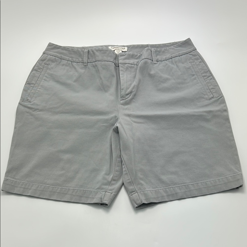 Coldwater Creek Short 14 Natural Fit Gray Flat Front pockets Cotton